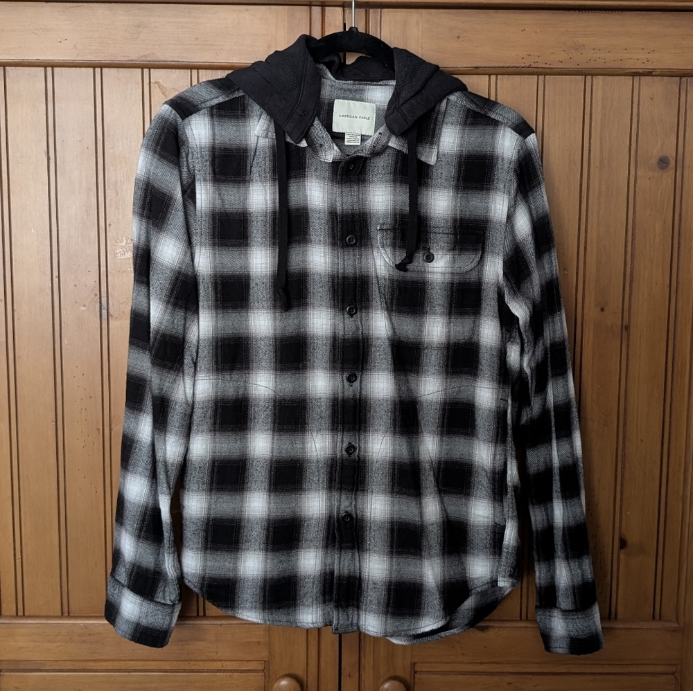 American Eagle Mens flannel Hoodie